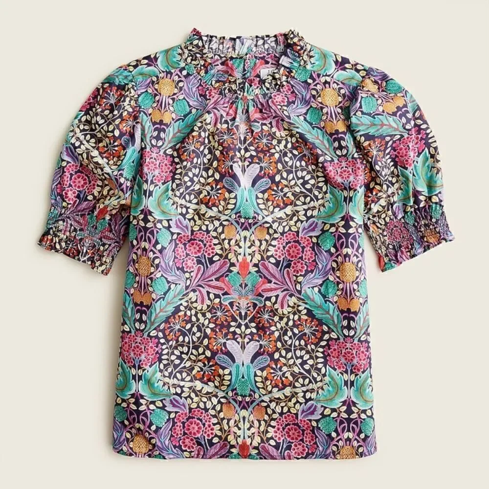 J. Crew Puff-sleeve top in Liberty Elm House Floral XXS